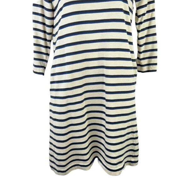 Marine Layer Gigi Long Sleeve Crew Neck Dress Small Ivory Navy Black W/Pockets - Picture 3 of 12